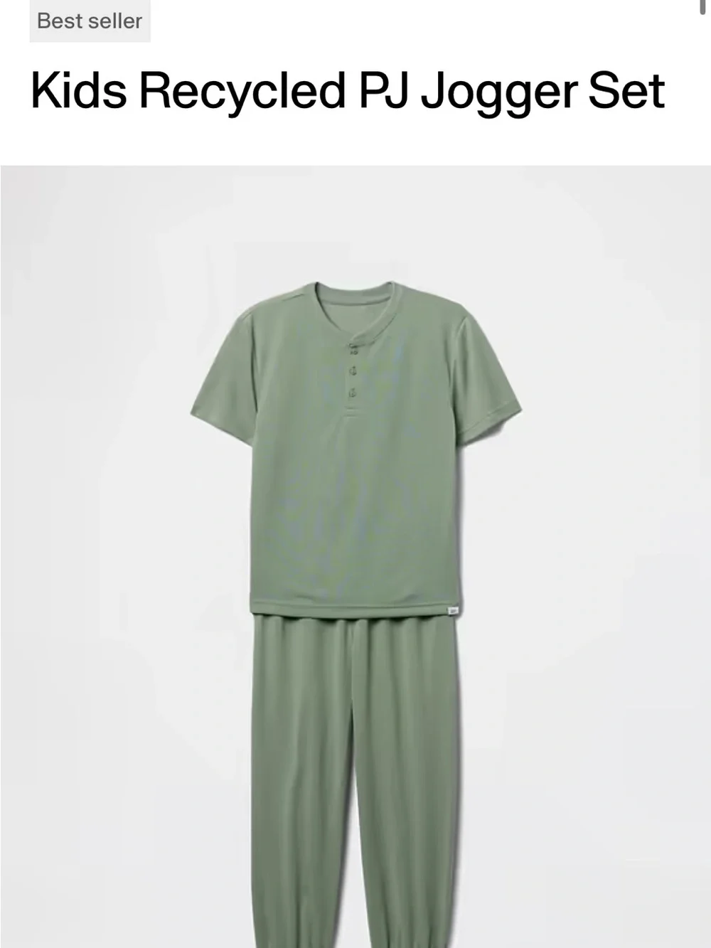 GAP Kids Short-Sleeve Henley and Jogger Pajama Set - Gasoline Green
